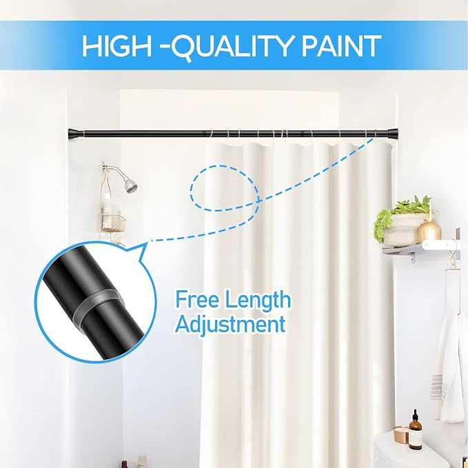 1 Pack Spring Tension Rods 45-77IN, 7/8 Inch Diameter Black No Drill Spring Loaded Adjustable Extendable, Small Short Tension Curtain Rod for Windows Kitchen Doorway Closet Cupboard