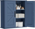 Homleke Bathroom Wall Cabinet, Medicine Cabinet with Adjustable Shelves | 3-Tier Wall Mounted Over Toilet Storage with Barn Doors, for Bathroom, Kitchen, Entryway, Laundry Room, Blue, (7.9" D)