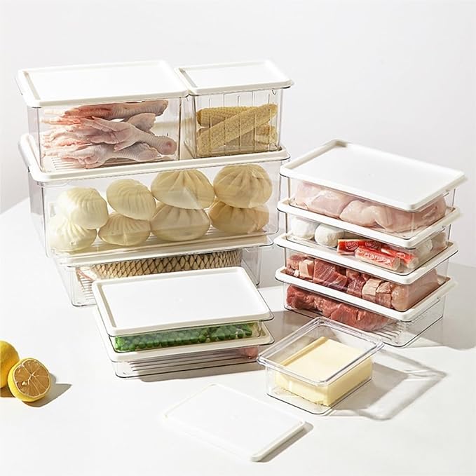 Food Storage Container Refrigerator Fresh-Keeping Storage Box Sealed Frozen Box Storage Household Portable Sub-Package Box Kitchen Refrigerator Food Organizer (Color : Clear, Size : A)