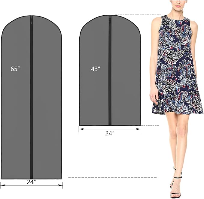 Zilink Clear Garment Bag Dress Bags for Storage Suit Bag Coat Bags with Full Length Zipper for Clothes Closet Storage