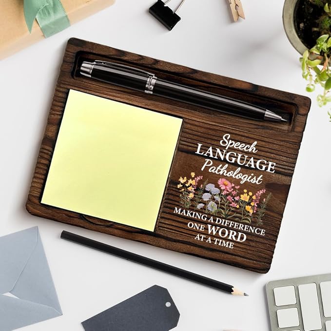 Speech Language Pathologist SLP Gifts for Women Coworker, Appreciation Gifts for Speech Therapist Pathologist Pathology SLP Post it Note Dispenser for Therapy Office Desk Decor