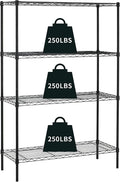 HCY 4-Tier Wire Shelving Unit Storage Shelves Shelf Organizer 54"x36"x14" Heavy Duty Metal Storage Rack NSF Height Adjustable for Laundry Bathroom Kitchen Garage Pantry Organization(Black)