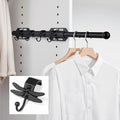 12" Valet Rod for Closet Pull Out with 4 Dragonfly-shaped Hooks, Black