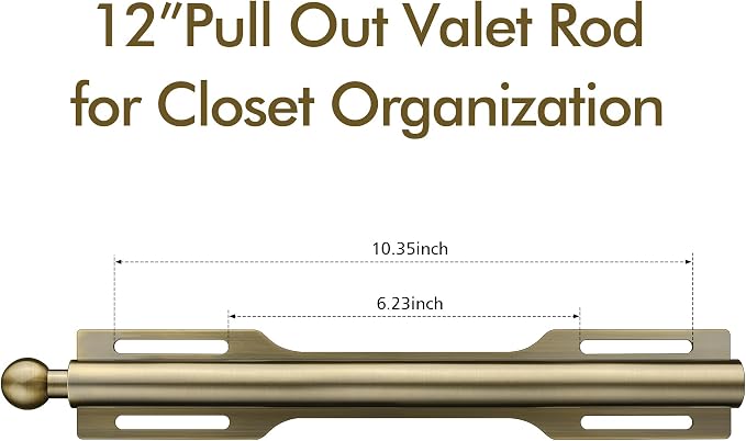 12" Valet Rod for Closet Pull Out (1 Pack, Antique Brass)