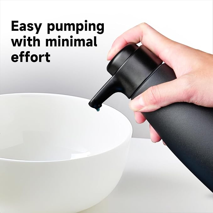 AIKE 15oz Liquid Soap Dispenser for Dish and Hand Soap Matte Black | Easy Push Durable Pump, No-Slip Base with Clear Liquid Window, Easy Refill Wide Opening, for Kitchen Sink and Bathroom