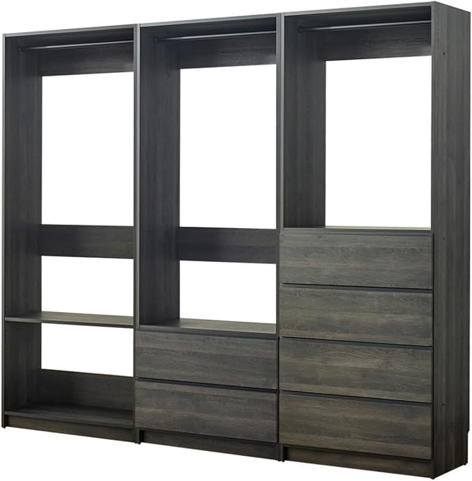 Maykoosh Closet System Organizer - Customizable Walk-in Wardrobe Storage Black/Model ECB 3 Closet
