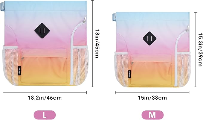 WANDF Drawstring Backpack with Shoe Compartment, Sports Gym Bag | Multi-Pocket Storage, Water-Resistant Fabric, Cinch String Bag