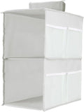 2-Shelf Closet Hanging Organizer Foldable Hanging Storage Shelves with Strong Magic Tapes Space-Saving Wardrobe Hanging Shelf for Clothes Towels Accessories Gray