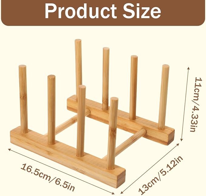 Cutting Board Holder, Bamboo Dish Rack, Vertical Drainer Kitchen Organizer for Cups Bowls Pots Lids Cutting Boards & Plates Space-Saving