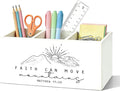 Christian Inspirational Pen Pencil Holder for Desk, Christian Inspirational Gifts, Faith Can Move Mountains Bible Verse Wooden Box Sign Organizer for Home Office Desk Accessories Tabletop