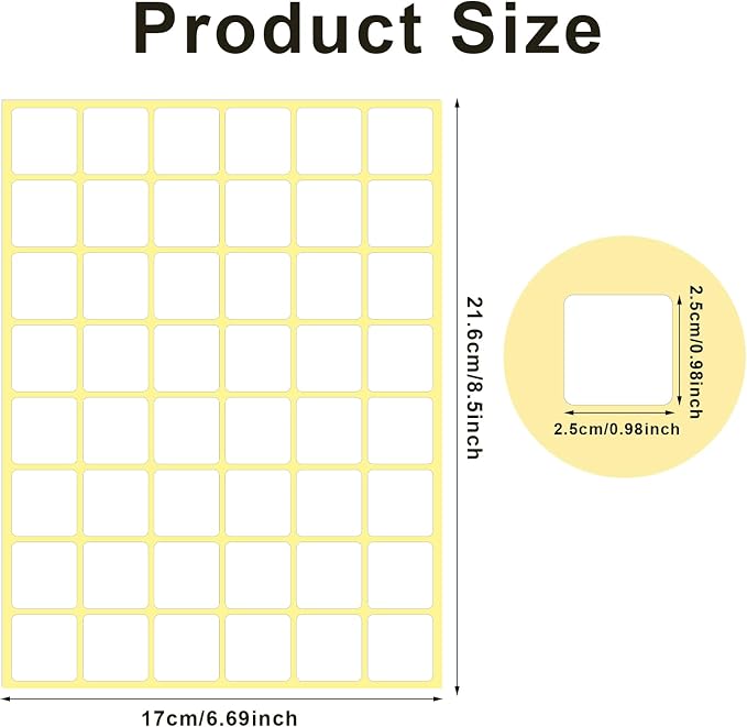1440 Pcs Blank Date Labels 1" X 1" Labels Stickers for Organizing Square Writable White Labels Food Labels for Jars Boxes File Folders Envelopes School Office Kitchen