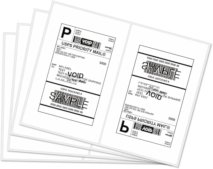 MFLABEL® Round Conrner Half Sheet Shipping Labels 2-UP Click-n-Ship Mailing Postage Labels(1000Labels)