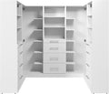 Bestar 95W x 61D Modular U-Shaped Closet Organizer System, Walk-in Closet with Rods, Shelves, and Drawers, Slab Style, Florence Collection, White