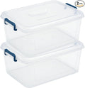 Tribello Plastic Storage Bins with Lids, Clear Stackable Storage Containers - 16 Qt - 2 Pack