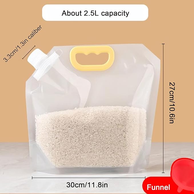 【15 Pack】Food Storage Bags Grain Moisture-proof Sealed Bags Stand Up Packaging Pouches Large Reusable Sealed Bag with Handle and Cap BPA Free,11.8"x10.6"