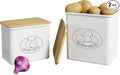 Lifewit Plastic Potato and Onion Storage Bin Box, Set of 2, White | Stackable Garlic Keeper, Vegetable Container Box, Aerating Holes & Lid for Pantry Countertop