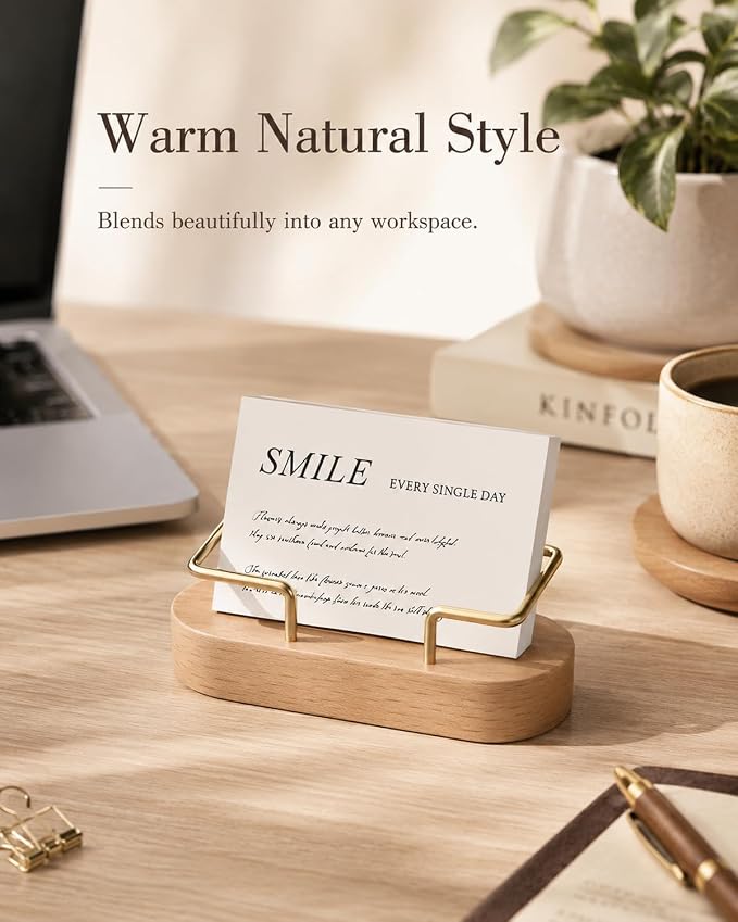 Wood Business Card Holder Desk, Creative wooden business card display stand, Office Essentials, Minimalist Office Decor (Cherry 1pack)