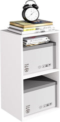 Wooden 2 Cube Storage Organizer, 2 Tier Storage Cubes Storage Display Cubby, Versatile Cubes Shelf and Cubby Organizer for Any Space (White, 2 Cube-W(11.8inch)