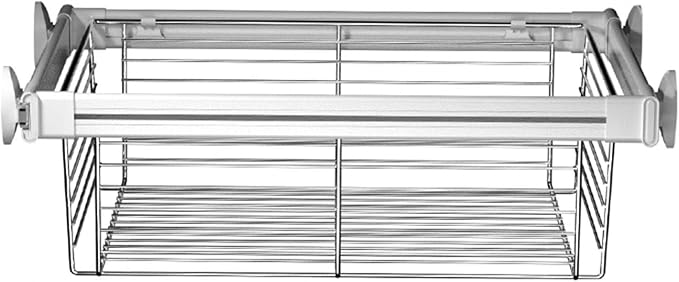 Depth 17.95in Expandable Cabinet Pull Out Basket,Stackable Shelf Baskets Organizer,Aluminum Alloy Stackable Storage Bins,for Office Bathroom Bedroom(20.47-22.44in)