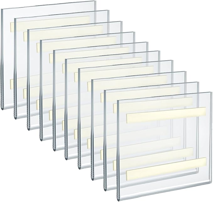 Azar Displays 122029 5.5-Inch W by 5.5-Inch H Wall Mount Acrylic Frame - Clear Acrylic Wall Frame with Sticky Back - Floating Wall Sign Holder - Adhesive Office Sign Frameless Frame (Pack of 10)