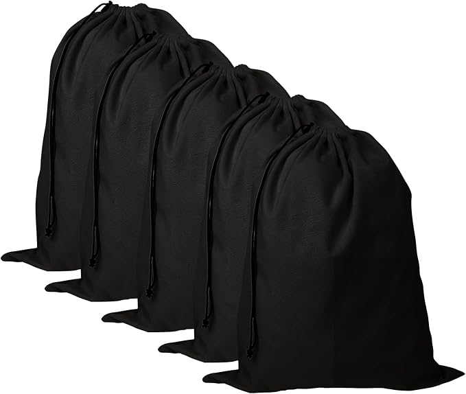 5 Pack Shoe Bags for Travel, Washable Dust Bags for Storage & Packing 17.7" x 13.8" Dustproof Shoe Bags Duster Flannel Shoes Storage with Drawstring Closure for Boots Handbags Shoes & Toys (Black)