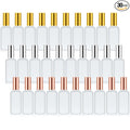 Roshtia 30 Pcs Glass Spray Bottle Clear Empty Bottles Small Refillable Reusable Perfume Bottle with Fine Mist Sprayer Pump for Face Body Travel(3.4 oz,Gold,Silver,Rose Gold)