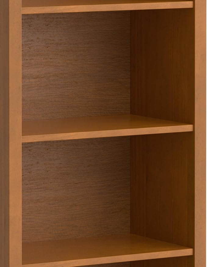 SIMPLIHOME Warm Shaker Desk and Bookcase Bundle - 48 inch Wide Solid Wood Transitional Desk with Drawers and 26 inch Wide 5-Shelf Bookcase in Light Golden Brown, Home Office Furniture (Set of 2)