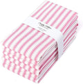 Set of 6 Kitchen Towels, 100% Cotton Dish Towels, with Hanging Loop, Dishcloth Sets for Washing & Drying Dishes, Tea Towels & Hand Towels 18x28, French Stripe, Pink