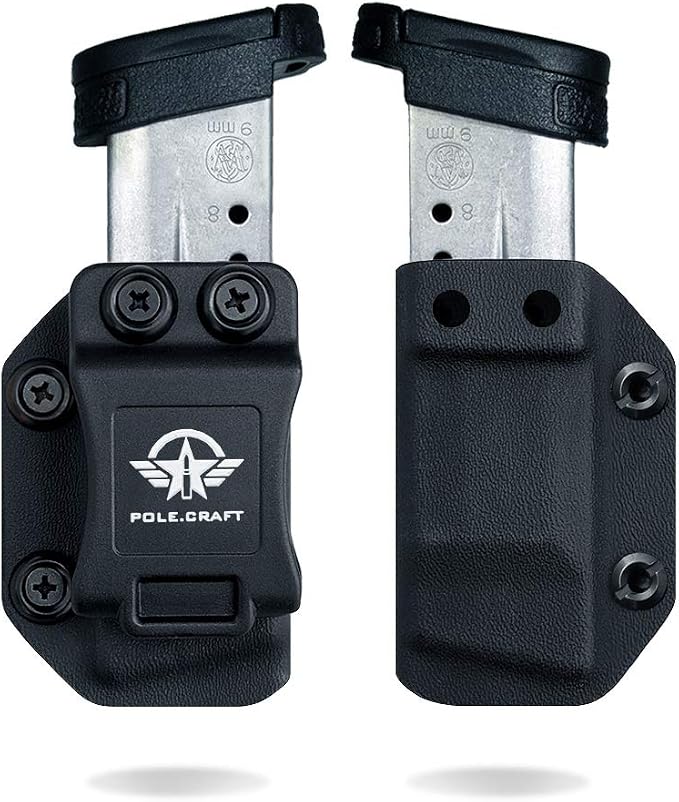 POLE.CRAFT IWB/OWB Magazine Holster Kydex - Mag Carrier Fits: 9mm .40 Double Stack / 9mm .40 Single Stack - P365 1911 Glock 19 19X 17 26 27 28 43 22 23 25 26 27 31 32 33 34 35 37 38 Glock43X .. Mag