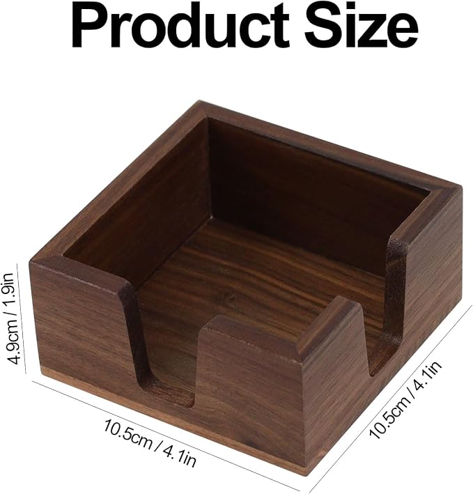 Buqoo Black Walnut Wood Sticky Note Pad Holder for Desk | Memo Holder Paper Dispenser, Desktop Accessories Organizer for Office School Home