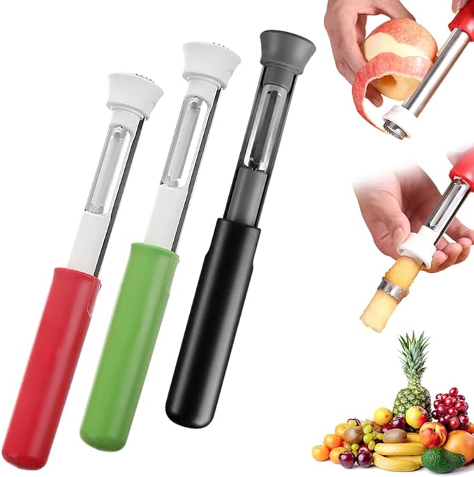 2 in 1 Apple Corer and Peeler Tool, 2026 Upgrade Stainless Steel Red Bell Pepper Seed Corer, Multi-Purpose Apple Corer for Home Kitchen, Vegetable Fruit Kitchen Gadget (3, Mix)