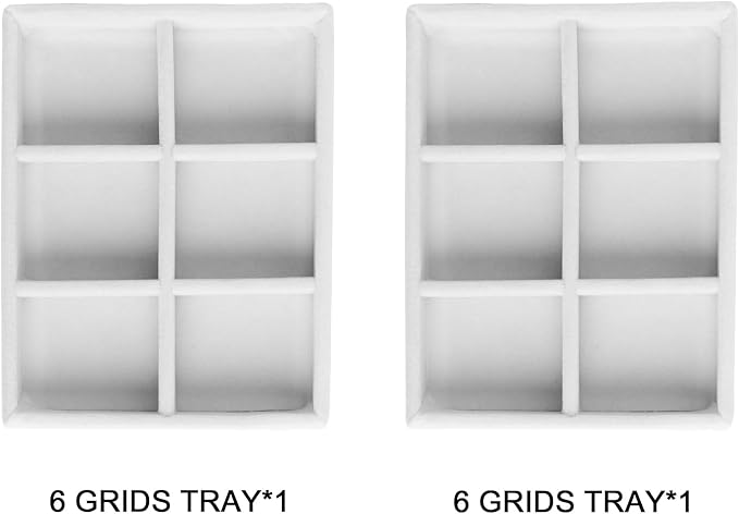 Frebeauty Small Jewelry Trays for Drawer,2 Pack 6 Grid Earring Organizer | Jewelry Display for Rings Stud,Jewelry Box Inserts,Drawer Inserts,Adjustable Dividers,Earring Organizer,Stackable,Mini Size