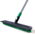 Eyliden Floor Scrub Brush, 15-inch Wide, 55" Long Handle, Deck Scrubber | 2-in-1 Stiff Bristles and Rubber Squeegee, 45° Angle Head, Telescoping Handle, for Bathroom Shower Kitchen Patio Garage