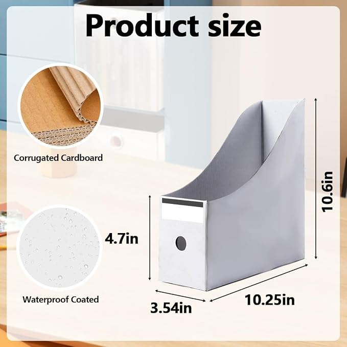 Kraft Magazine File Holder Document Folders Organizer 24 Pack | Vertical Cardboard Paper File Divider Box, Desk Label Pocket Folders, Office Home Desktop Desktop Stationery Containers