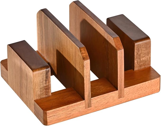 Fox Run Acacia Wood Cutting Board Holder, 3 Slot Cutting Board Organizer | Beautiful Acacia Wood | Cutting Board Stand For Countertops | Hold, Dry & Display Cutting Board | Kitchen Organization
