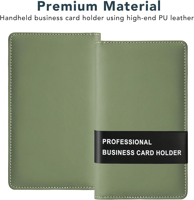 Leather Professional Business Card Holder Organizer Book - 300 Card Capacity Premium PU Folder with Soft Cover, Name Card Credit Cards Binder for Men/Women, Fruit Green