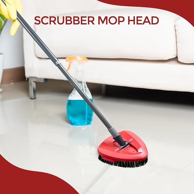 2 Pack Replacement Scrub Brush Head Compatible for EasyWring 1-Tank System | Hard Bristle Deep Scrubbing, Triangle Corner Cleaning, No-Bend Floor Cleaning, Quick Snap-On, Reusable & Durable