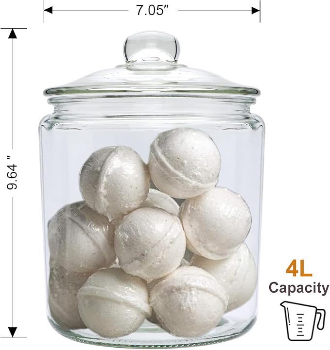 1 Gallon Glass Jars with Airtight Lids, 2 Pack Cookie Jars | Large Food Storage Containers with Scoops, Labels, Marker for Flour, Sugar, Candy, Snacks, Pantry,Bathroom Storage