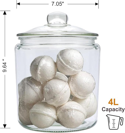 1 Gallon Glass Jars with Airtight Lids, 2 Pack Cookie Jars | Large Food Storage Containers with Scoops, Labels, Marker for Flour, Sugar, Candy, Snacks, Pantry,Bathroom Storage