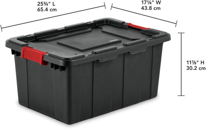 Sterilite 18-Pack Industrial Tote, Plastic Storage Bins with Lids, 15 Gallon, Black - Heavy-Duty Organizing Containers for Closet, Bathroom, and Office
