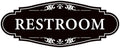 Restroom Sign for Business and Home，Self-adhesive Unisex Bathroom Sign Sticker，Waterproof Vinyl Toilet Decor for House，Office，Shop，Door（Black）