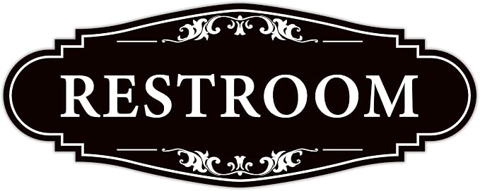 Restroom Sign for Business and Home，Self-adhesive Unisex Bathroom Sign Sticker，Waterproof Vinyl Toilet Decor for House，Office，Shop，Door（Black）