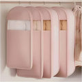Hanging Garment Bag with Self Compression Zipper, Translucent Suit Bags Dust Cover Clothes Bags for down Coat, Jackets, Shirts and Sweater (Light Peach Pink, Large)