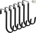 FYY Over the Door Hooks, Single-Hanger 6 Pack, Fits Doors 1 3/8" Black | Heavy Duty Metal, Hold 20lbs, Rubber-Coated, No-Drilling, for Bathroom Dorm, Hanging Towels Clothes Hats Bags Coats Wreaths