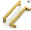 Ravinte 5 Pack 5 Inch Kitchen Square Cabinet Handles Brushed Brass Drawer Pulls for Cupboard Hardware | Screws Included, Stainless Steel, Square Bar Grip, Easy Install, Kitchen Cabinet Hardware, For Cupboards, Drawers, Dressers