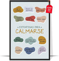 LOLUIS Mental Health Poster, La Salud Mental Spanish Learning Tools Educational Supplies Art Print (Estrategias Para Calmarse, Custom Frame Type)
