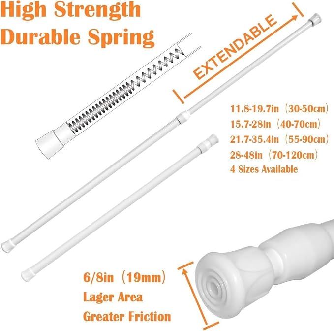 KXLife Tension Curtain Rod No Drill 16-28", Adjustable Spring Rod, 6Pcs | Oak, Expandable Tension Mounted, Renter Friendly, Non-Slip Ends, for Window, RV, Closet