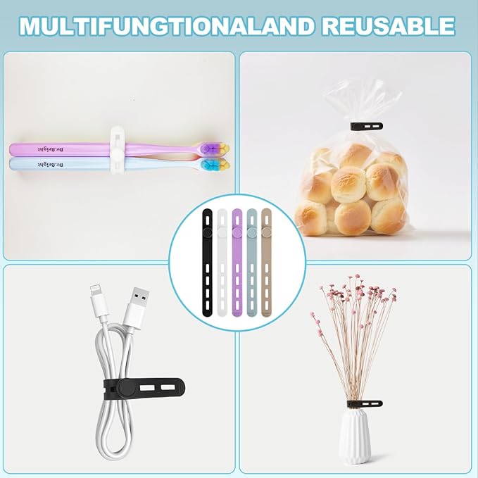 30 Pcs Cable Ties ，Silicone Cable Ties, Reusable Cord Organizer for Charger Cables, Hair Dryer, Home & Office, Flexible Cord Wraps for Electrical Wires (30 Pcs Cord Organizer)