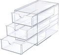 Hipiwe 3 Drawers Acrylic Drawer Organizer Clear Desktop Organizer for Hair Accessories Jewelry Stationery Office Supplies Acrylic Drawer Storage Box for Vanity Bathroom Closet