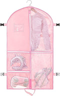 Clear Dance Costume Garment Bag for Dancers,40 inch Garment Bag for Dance Competitions with 5 Clear Zipper Pockets for Dance Costumes,Garment Bags for Hanging Clothes Travel Storage (Pink)